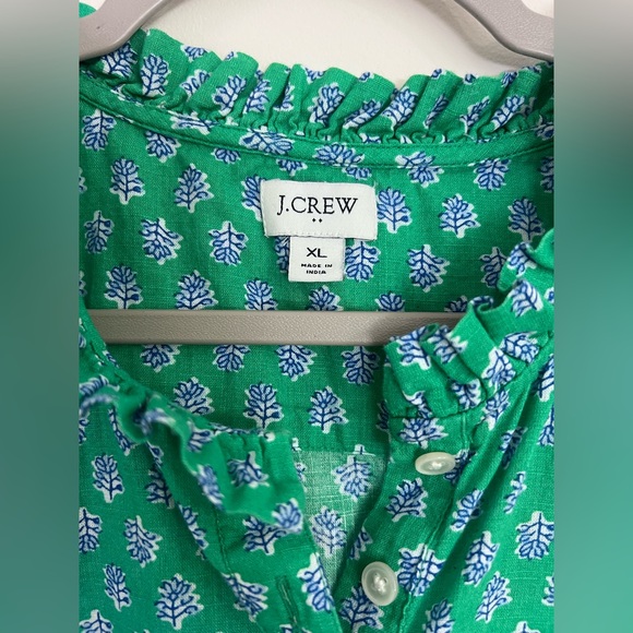 J. Crew Green Floral Ruffle Top - Picture 4 of 6